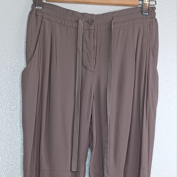 Wilfred Aritzia Rolled Hem Tie Waist Nutmeg Trousers - Picture 3 of 14